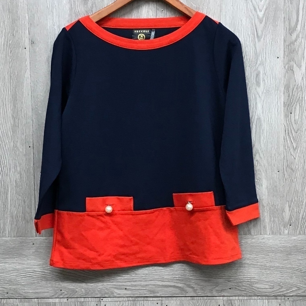 Vecceli Italy Blue Red Pearl Accent top BB737